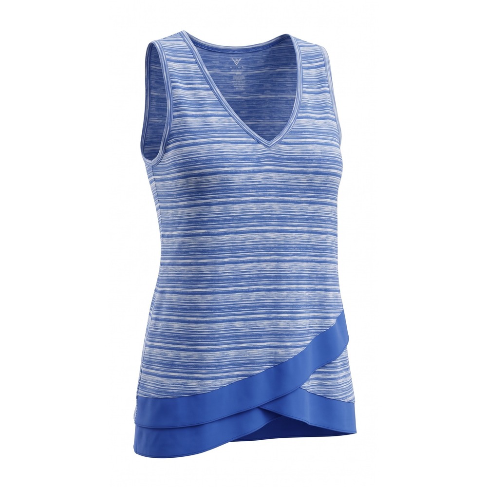 Livi Active Womens Blue Space Dye V-Neck Asymmetrical Hem Tank Top Size 18/20